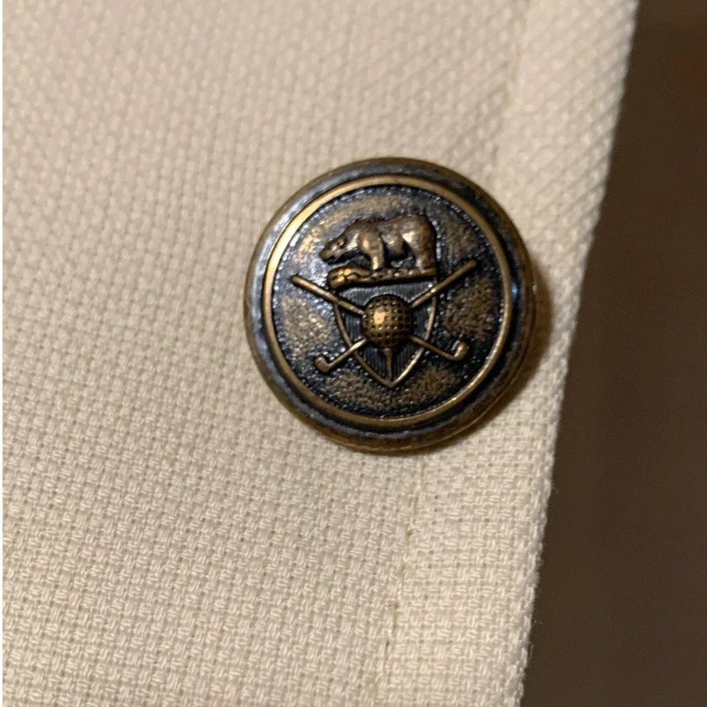 Jack Nicklaus Hart Schaffner Marx Mens Hopsack Blazer 42 R Beige Sport Coat Flaw